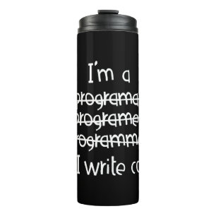 Ich schreibe Code Programmierer Humor Typografie G Thermosbecher