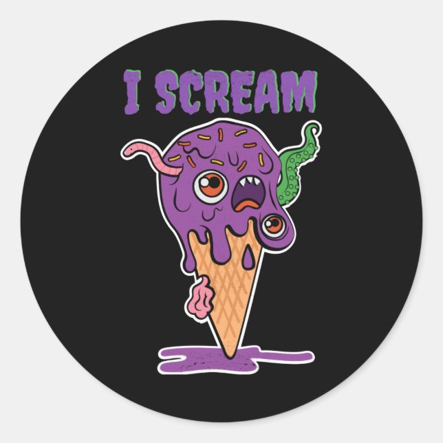 Ich schreibe Eiscreme Funny Halloween Kids Kawaii Runder Aufkleber (Vorderseite)