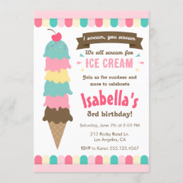 Ich schreie, du schreist Eiscreme zum Geburtstag Einladung