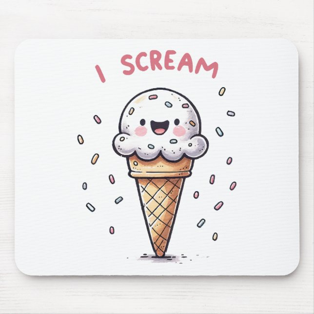 Ich schreie Eiscreme mit Sprinklen Mousepad (Vorne)
