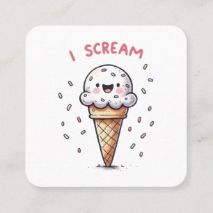Ich schreie Eiscreme mit Sprinklen Quadratische Visitenkarte