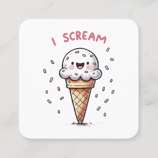 Ich schreie Eiscreme mit Sprinklen Quadratische Visitenkarte (Vorderseite)
