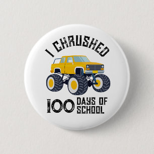 Ich schrieb 100 Tage Gelbmonsterlastwagen Button