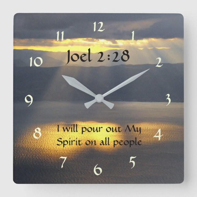 Ich schütte meinen Geist aus Joel 2 28, Bibelverse Quadratische Wanduhr (Vorderseite)