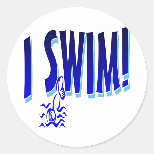 Ich schwimme runder aufkleber (Vorderseite)