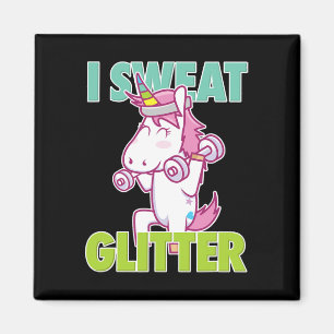 Ich schwitze Glitzer T-Shirt ich lustig und Sy Uni Magnet