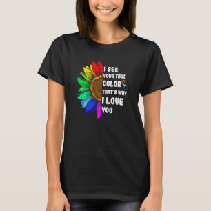 Ich sehe deine wahre Farbe Blumen Puzzle Autismus- T-Shirt