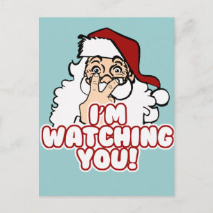 Ich sehe dir den lustigen Weihnachtsmann zu Feiertagspostkarte