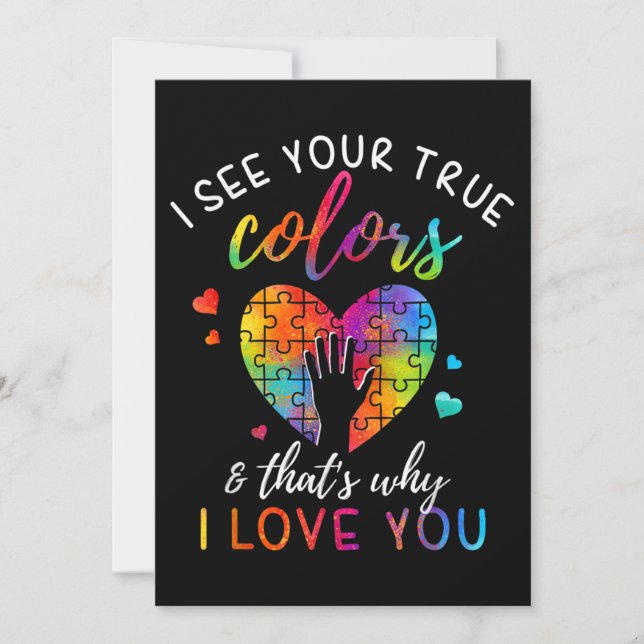 Ich sehe Ihre wahren Farben, Puzzle-Weltautismus Einladung (Vorderseite)