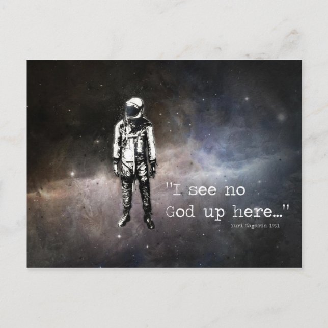 Ich sehe keinen Gott hier oben Postkarte (Vorderseite)