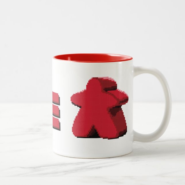 Ich sehe rote Meeple Kaffee-Tasse Zweifarbige Tasse (Rechts)