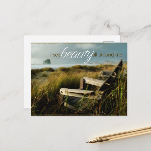 "Ich sehe Schönheit" Motivation Affirmation Postkarte (Vorderseite/Rückseite Beispiel)