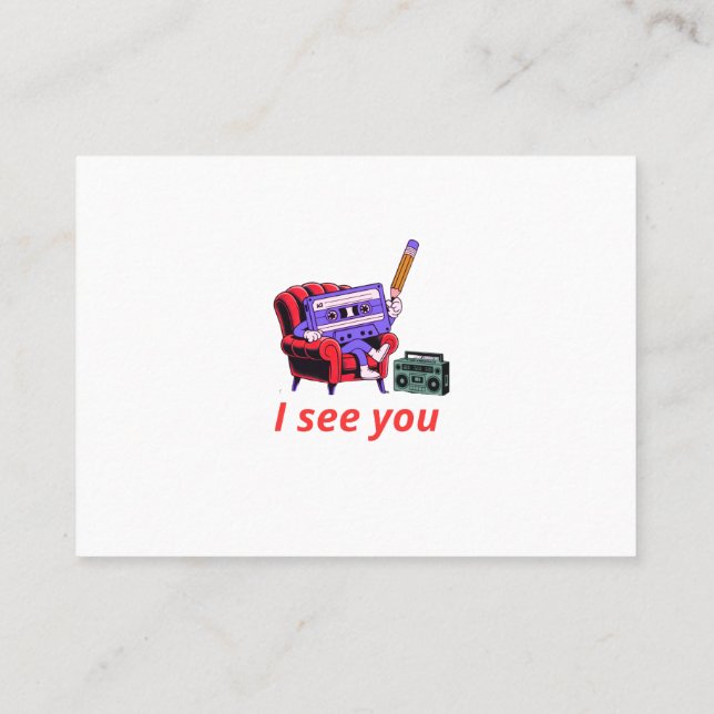 Ich sehe Sie Retro Cassette Lounge Visitenkarte (Rückseite)