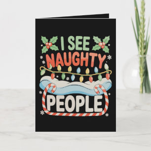 Ich sehe unartige Leute Holly Weihnachtslichter Xm Karte