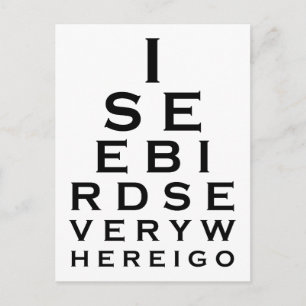 Ich sehe Vögel-Eyechart Postkarte