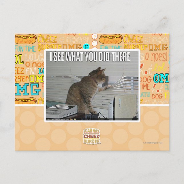 Ich sehe, was du dort getan hast postkarte (Vorderseite)