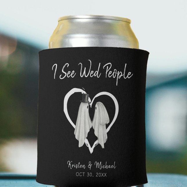 Ich sehe Wed People Ghost Halloween Hochzeit Black Dosenkühler (I See Wed People Ghost Halloween Wedding Black Can Cooler
)