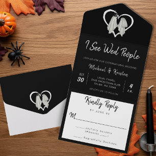 Ich sehe Wed People Gothic Ghost Halloween Hochzei All In One Einladung