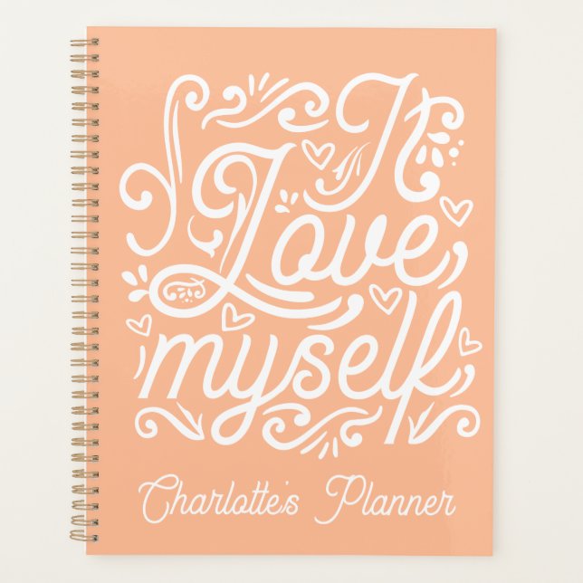 Ich selbst Liebe |Peach Fuzz & White Individuelle  Planer (Vorderseite)