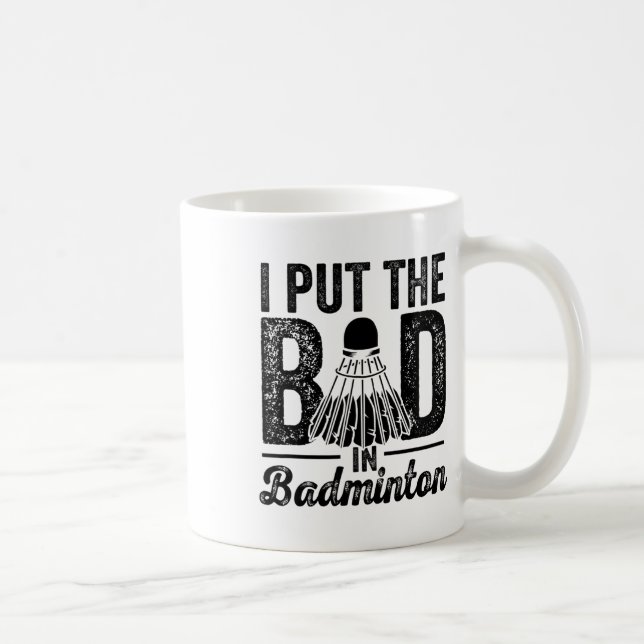 Ich setze das Böse in den Badminton Player-Shuttle Kaffeetasse (Rechts)
