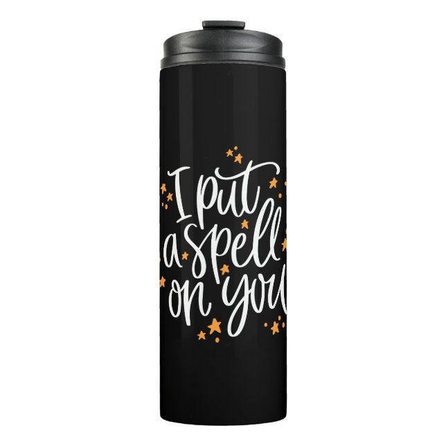 Ich setze dir einen Zauber auf Schwarz und Orange  Thermosbecher (Vorderseite)