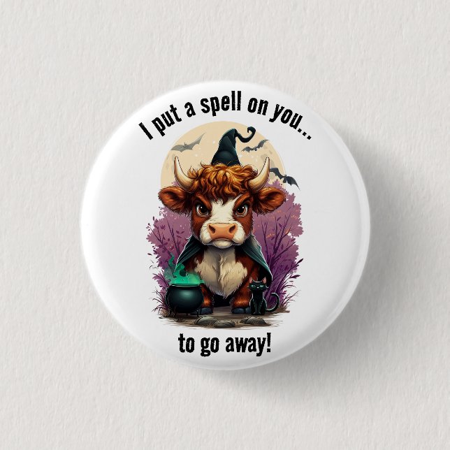 Ich setze einen Zauber auf deine gruselige Kuh-Rot Button (Vorderseite)
