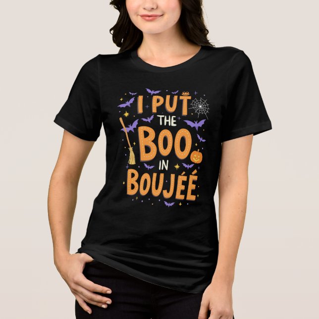 Ich setzte den Boo in Boujee Funny Halloween Ghost Tri-Blend Shirt (Vorderseite)