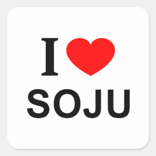 Ich ❤️ SOJU ICH LIEBE SOJU ICH HERZ SOJU Quadratischer Aufkleber