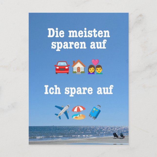 „Ich spare auf … Reisen!“ Postkarte (Vorderseite)
