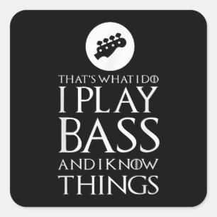 Ich spiele Bass Funny Bass Gitarre Quadratischer Aufkleber