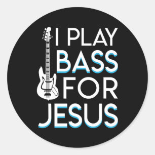 Ich spiele Bass-Jesuschristliche Bass-Gitarre Runder Aufkleber