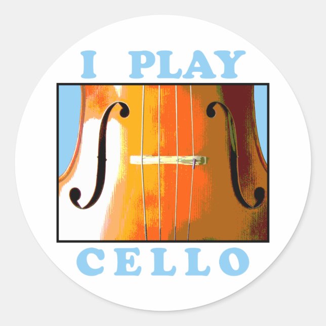 Ich spiele Cello Runder Aufkleber (Vorderseite)
