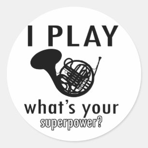 Ich spiele das französische Horn Runder Aufkleber