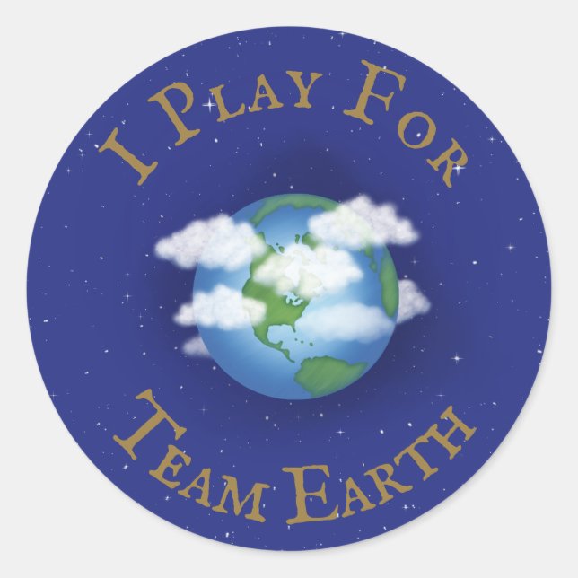 "Ich spiele für Team Earth" Benutzerdefinierter gl Runder Aufkleber (Vorderseite)