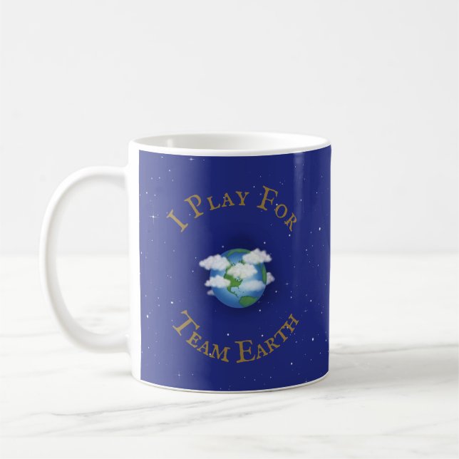"Ich spiele für Team Earth" Botschaft der Einheit Kaffeetasse (Links)