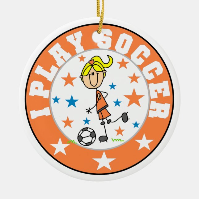 Ich spiele Fußball-T - Shirt und -Geschenke Keramikornament (Vorne)