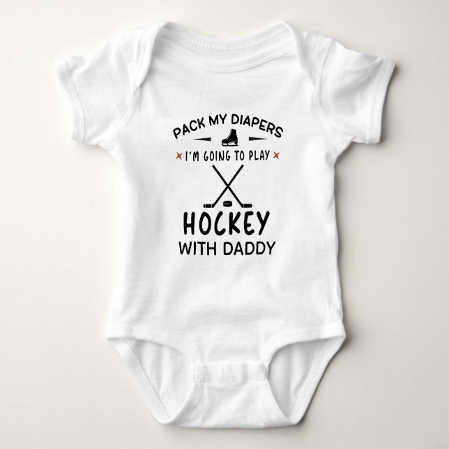 Ich spiele Hockey mit Daddy - Hockey Fan Baby Strampler (Vorderseite)
