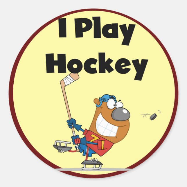 Ich spiele Hockeyschläger und Geschenke Runder Aufkleber (Vorderseite)