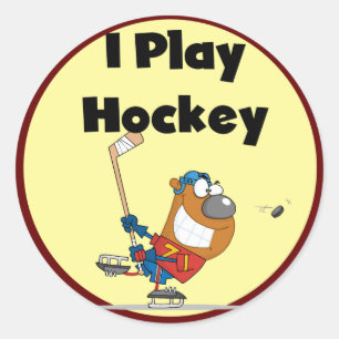 Ich spiele Hockeyschläger und Geschenke Runder Aufkleber