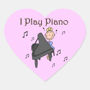 Ich spiele Klavier T-Shirts und Geschenke Herz-Aufkleber