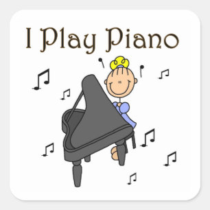 Ich spiele Klavier T-Shirts und Geschenke Quadratischer Aufkleber