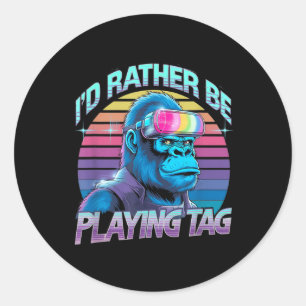 Ich spiele lieber Tag Gorilla Vr Gamer Gorilla Runder Aufkleber
