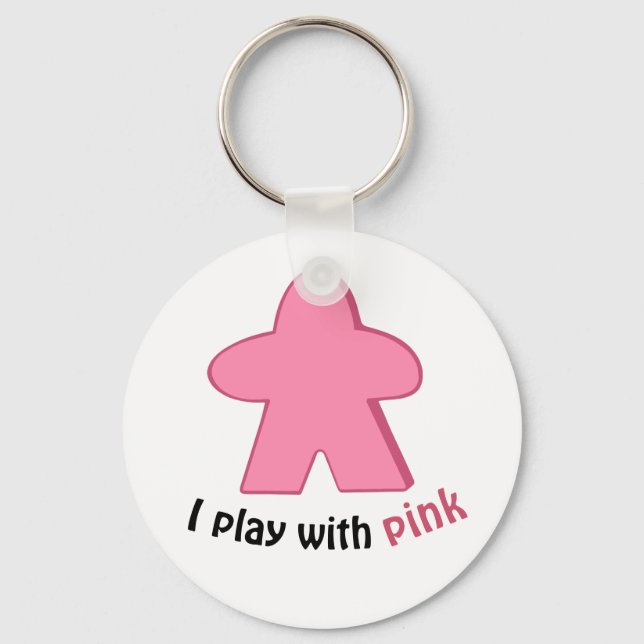 Ich spiele mit Pink Meeples Schlüsselanhänger (Vorderseite)