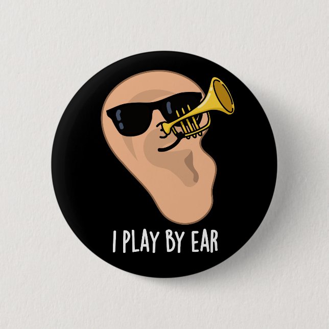 Ich spiele nach Ohren lustige Musik Puppe Dark BG Button (Vorderseite)