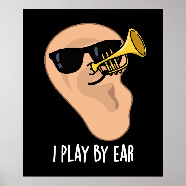 Ich spiele nach Ohren lustige Musik Puppe Dark BG Poster (Vorne)