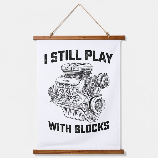 Ich spiele noch mit Blockautomaten Wandteppich Mit Holzrahmen (Vorderseite)