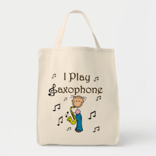 Ich spiele Saxophon Stick Figure T-Shirts und Gesc Tragetasche
