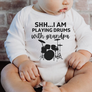 Ich spiele Schlagzeug mit Großpa Funny Drummer Baby Strampler