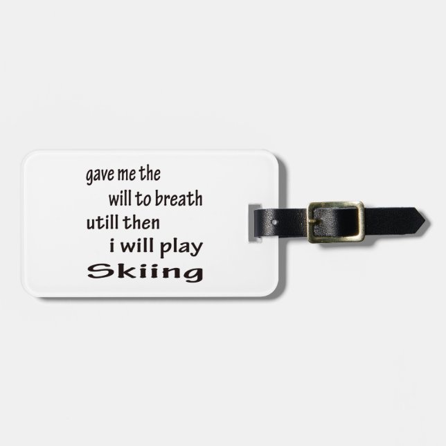 Ich spiele Skifahren Gepäckanhänger (Vorderseite horizontal)