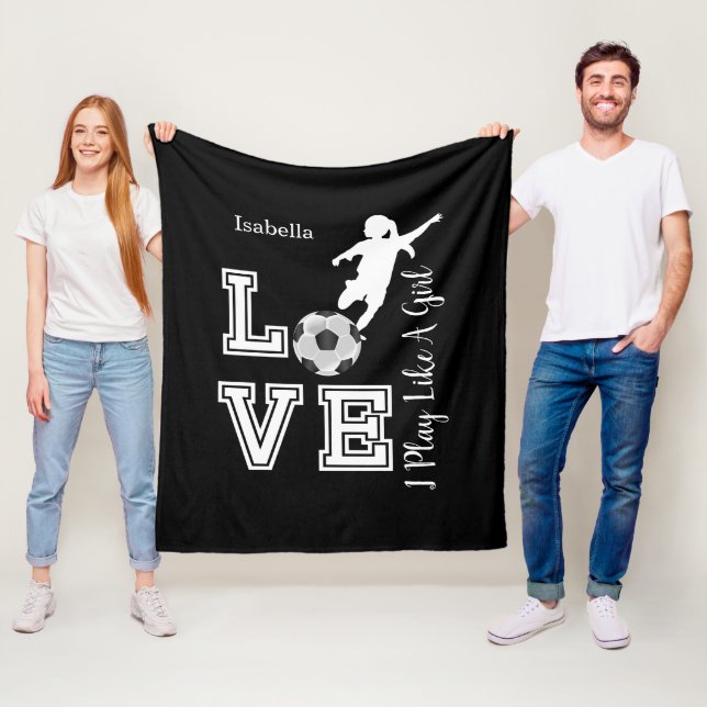 Ich spiele wie ein Mädchen - Junge Hintergrundfarb Fleecedecke (Beispiel)